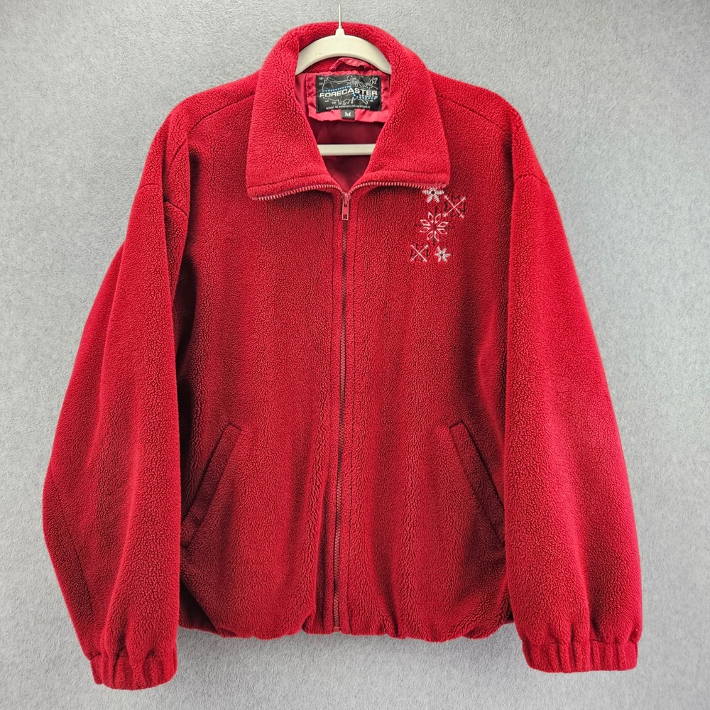 FORECASTER SPORT Fleece Jacket Women M Red Snowflake VTG 90s Cozy Winter